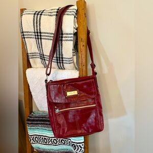 Relic Deep Red Crossbody Bag Faux Gator‎